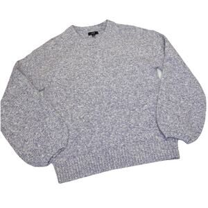 J Crew Sweater Women’s Sz M Purple Marled Crewneck Cotton Linen Blend Ribbed